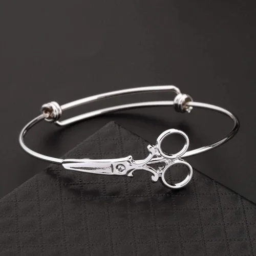Miniatura 3 de Pulsera de tijeras minimalistas apilable de alambre ajustable para peluquería