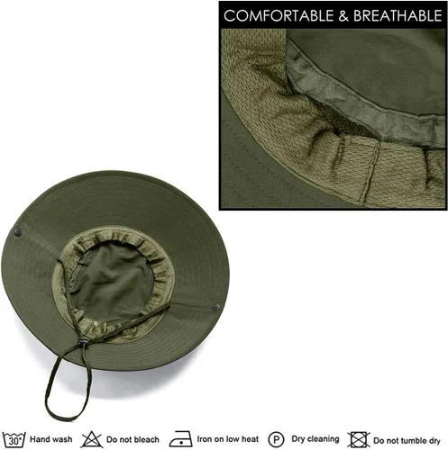 Miniatura 8 de Paquete de 2 sombreros Boonie para hombres y mujeres con protección UV UPF 50+ para pesca, senderismo y jardinería