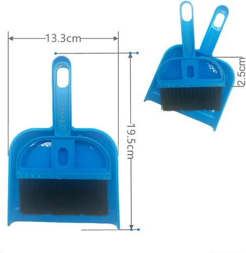 Miniatura 2 de Mini recogedor y escoba Juego de cepillos de plástico portátil (azul) utilizado para escritorio, hogar, cocina, limpieza de jaulas de cualquier