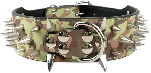 Miniatura 24 de Collar de cuero para perro, collar de perro con pinchos y tachuelas para perros medianos y grandes Pit Bull Mastiff Bully Boxer (S, rosa intenso)