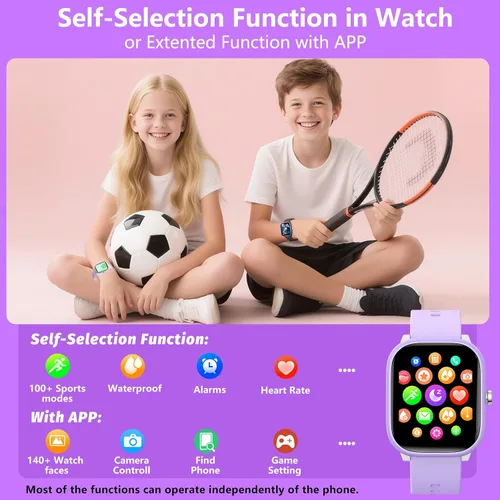 Miniatura 3 de Wach - Reloj inteligente para niños de 6 a 15 años, monitor de actividad física de 1.8 pulgadas, no necesita teléfono, podómetro, monitor de sueño