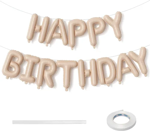 Miniatura 23 de Cartel plateado de feliz cumpleaños – Globos de letras de papel de aluminio de Mylar de 16 pulgadas con cinta, globos autoinflables para mujeres