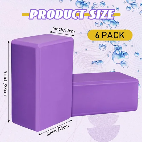 Miniatura 3 de Wettarn Paquete de 6 bloques de yoga de 9 x 6 x 4 pulgadas, espuma EVA, ligeros, antideslizantes, accesorios de yoga para pilates, estiramiento