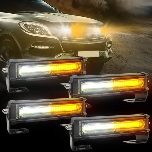Miniatura 12 de Luces estroboscópicas de emergencia para vehículo, 4 en 1 LED de 32 W, montaje en superficie, barra de luz estroboscópica intermitente de Rojo