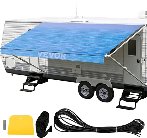 VEVOR - Toldo para vehículo recreativo de 15 pies, toldo de tela para remolque, patio, campamento, de vinilo duradero de 15 onzas para VR,