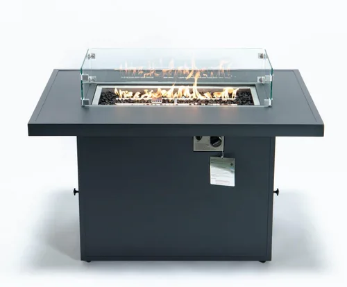 Miniatura 6 de LeisureMod Chelsea - Fogata de propano de 44 pulgadas, 55,000 BTU de encendido automático con tapa, protector contra el viento y piedras