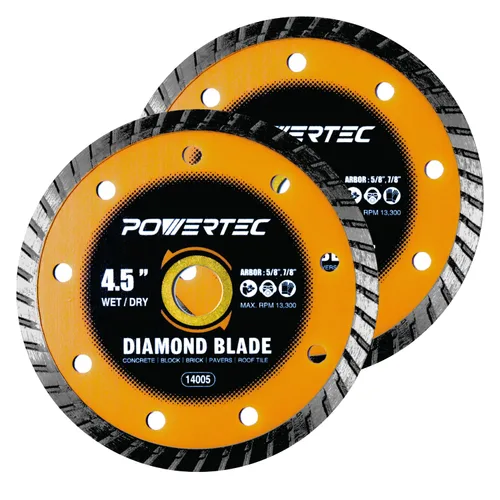 Miniatura 9 de POWERTEC Hojas de sierra de diamante de 4-1/2 pulgadas para amoladora angular, paquete de 5, borde de malla turbo súper fino para cortar porcelana