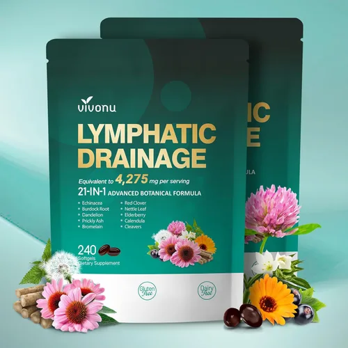 Miniatura 16 de Suplemento de drenaje linfático, 240 cápsulas blandas, suplemento de apoyo del sistema linfático de 4275 mg para mujeres y hombres, mezcla