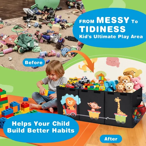 Miniatura 2 de Caja de juguetes XL - Contenedores de almacenamiento de juguetes con tapas, baúl plegable para niños y niñas, organizador de juguetes grandes