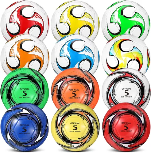 Miniatura 10 de Seenelling Balón de fútbol a granel con operación de bomba, tamaño 5 para deportes exteriores, bola cosida a máquina, suministros de donación