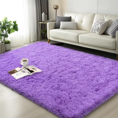 Miniatura 119 de Mugorn - Alfombra de 8 x 10 pies, alfombras grandes, esponjosas, suaves, peludas, antideslizantes, mullidas para interiores, color negro, 8 x 10 pies