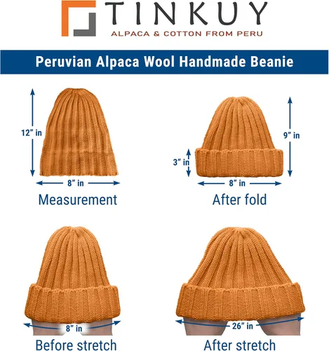 Miniatura 4 de TINKUY Peru Alpaca Wool Men's & Women's Warm Soft - Cuffed Slouchy - Beanie Hat