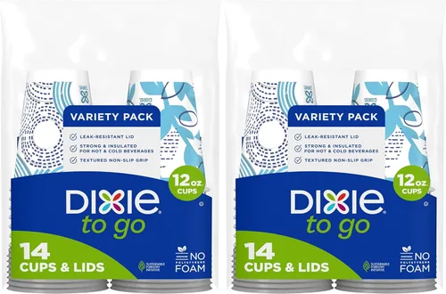 Miniatura 11 de Dixie To Go - Tazas de café de papel con tapas, 12 onzas, 14 unidades, vasos de papel aislantes desechables para bebidas calientes o frías Medium