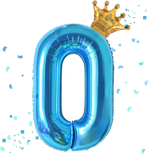 Miniatura 12 de Globo azul número 2 de 40 pulgadas y mini globo de corona para decoraciones de fiesta de segundo cumpleaños, globos de fiesta temática azul