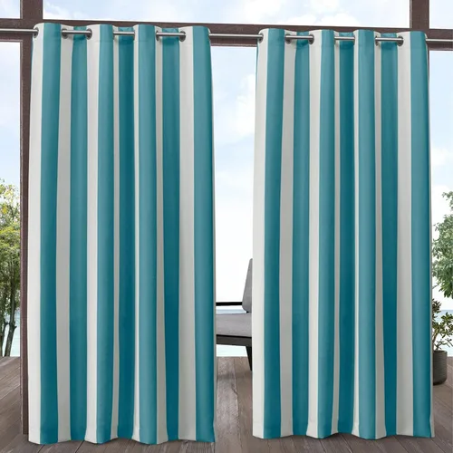 Miniatura 12 de Exclusive Home Canopy Stripe - Panel de cortina con ojales superior a rayas para interiores/exteriores, 54"x84", Kiwi / Sand, Juego de 2 Kiwi / Arena