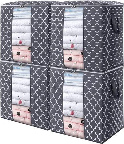 Miniatura 34 de WISELIFE Bolsas de Almacenamiento [3 Unidades/100L] Contenedores Grandes de Organización y Almacenamiento de Mantas y Ropa para Edredones, Ropa