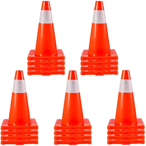 VEVOR Paquete de 20 conos de tráfico de 18 pulgadas, conos de seguridad para estacionamiento en carretera, base de PVC, cono de tráfico naranja con
