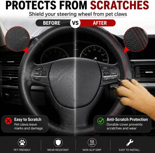 Miniatura 2 de Funda de cuero para volante de mujer para Toyota, Acura, Audi, BMW, Buick, Cadillac, Chevroler, Chrysler, Dodge, Ford, GMC, Honda, Jaguar, Jeep
