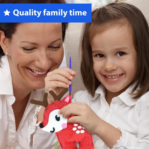 Miniatura 5 de KRAFUN Kit de costura fácil para principiantes, niños, artes y manualidades, 8 proyectos de bricolaje de muñecas de peluche de animales del bosque