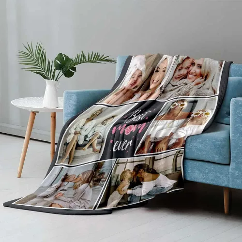 Miniatura 4 de DayOfShe Best Mom Ever Gifts - Manta de fotos personalizada para regalos de madre, mantas personalizadas para la mejor manta de mamá