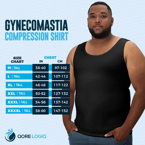 Miniatura 4 de QORE LOGIQ Gynecomastia - Camisas de compresión para hombre camiseta sin mangas adelgazante moldeador de cuerpo fajas para hombres brasier