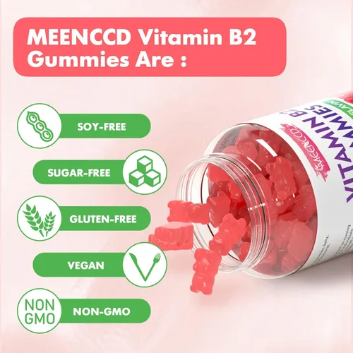 Miniatura 6 de MEENCCD Paquete de 2 gomitas de vitamina B2, riboflavina, suplemento de 400 mg con magnesio para niños y adultos, gomitas B2 para alivio