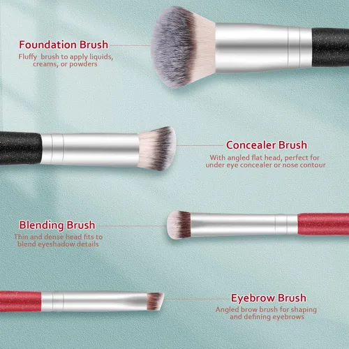 Miniatura 2 de START MAKERS - Brochas de maquillaje de doble punta para base, 2 en 1, cepillo corrector para cara, cejas, sombra de ojos, para líquidos, polvos