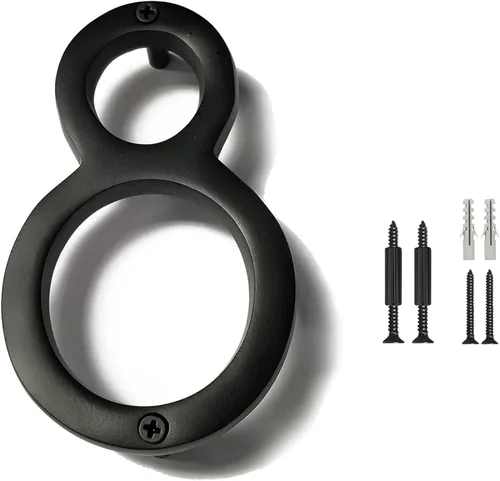 Miniatura 19 de NACH Números de casa flotantes, números de casa negros de aluminio de 6 pulgadas para exteriores, número 5, números de puerta con accesorios