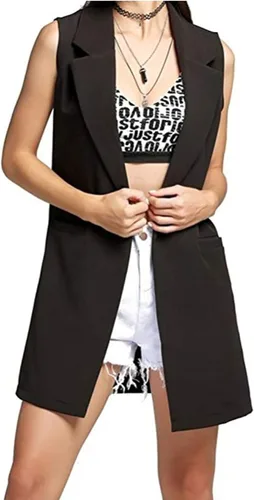 Miniatura 2 de SCUSTY Chaqueta tipo cárdigan sin mangas para mujer, casual, larga, abierta, para oficina