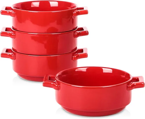 Miniatura 7 de vicrays Tazones de sopa de cerámica con asas, 24 onzas, platos de sopa de porcelana para sopa de cebolla francesa, cereales, estofado de ternera