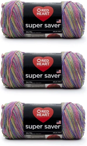 Red Heart Hilo Super Saver, paquete de 3, estampado artístico, 3 unidades Estampado De Artista