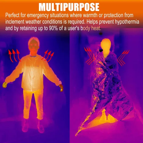 Miniatura 3 de ANLOKE Mantas de emergencia Mylar manta térmica (paquete de 10) de manta espacial gigantesca de 84 x 64 pulgadas, mantas de supervivencia