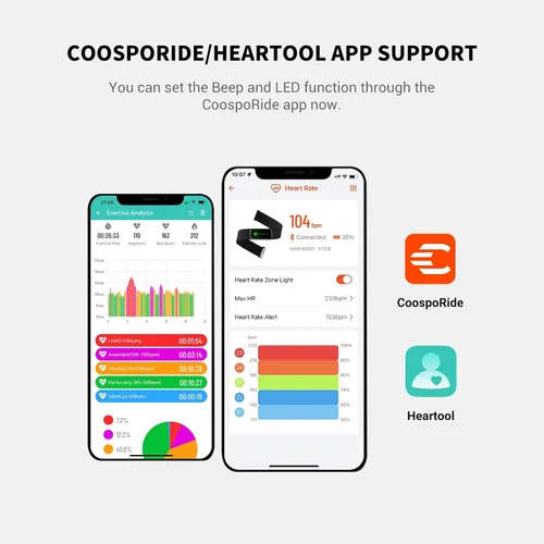 Miniatura 8 de COOSPO Monitor de ritmo cardíaco Correa de pecho H9Z, HRM Bluetooth 5.0 ANT+, monitor de frecuencia cardíaca Sensor de pecho con batería recargable