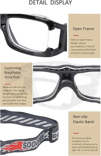 Miniatura 6 de SooGree Anteojos deportivos Gafas de baloncesto Fútbol Deportes Gafas protectoras Gafas graduadas reemplazables