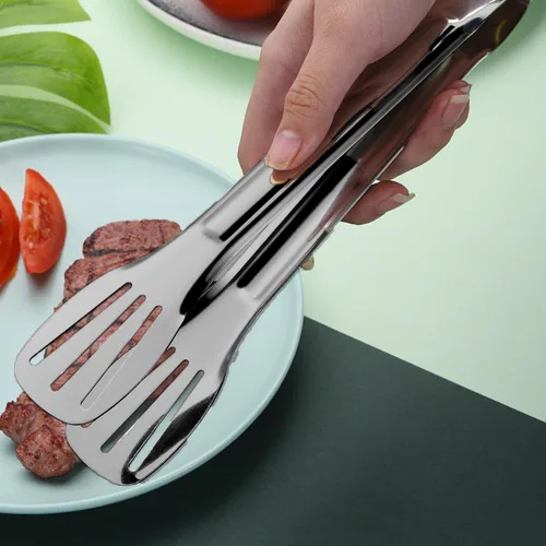 Miniatura 2 de 4 pinzas para servir, pinzas negras de 9 pulgadas, utensilios de servir de acero inoxidable para ensaladas, bufé, aperitivo, postre, pinzas