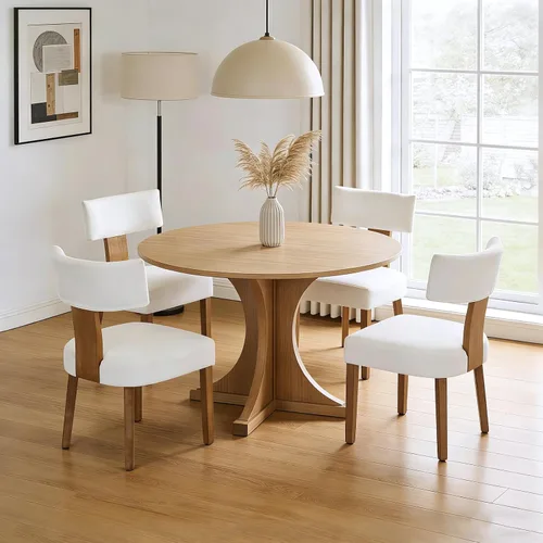 Miniatura 7 de Juego de 2 sillas de comedor modernas, sillas de cocina tapizadas con respaldo curvo, sillas de comedor de lino de granja, cómodas sillas de madera