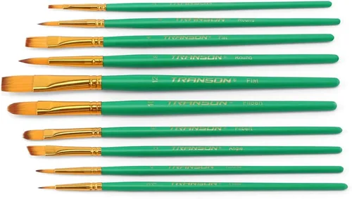 Miniatura 7 de Transon Juego de 20 pinceles para pintar para acrílico, acuarela, gouache, pasatiempo, manualidades, pintura de rocas y cara Verde
