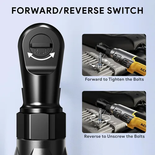 Miniatura 5 de ACROPOW Llave de trinquete inalámbrica de 3/8", compatible con batería DEWALT 20V MAX, motor eléctrico de trinquete sin escobillas de 74 pies-libras