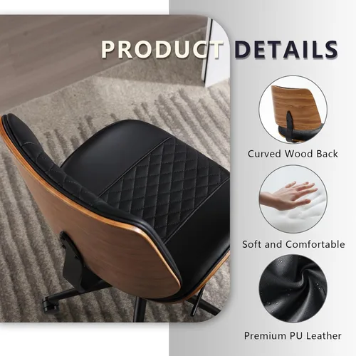 Miniatura 5 de Silla de escritorio para oficina en casa sin brazos con ruedas, silla de escritorio pequeña de altura ajustable, silla de computadora giratoria 360