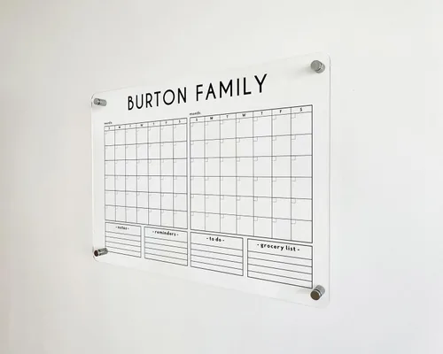 Miniatura 9 de Calendario de pared acrílico de dos meses, calendario personalizado 2026, planificador de dos meses, calendario familiar 2026 con marcador, mensual