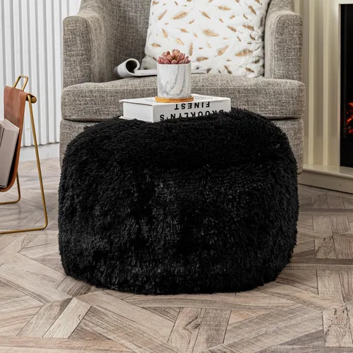 Miniatura 11 de Asuprui Puf Otomano Relleno Reposapiés Puf de Piso Reposapiés 20x12 Pulgadas Puf Redondo Asiento Puf Silla Saco de Frijoles de Piso Silla de Piso