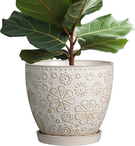 Miniatura 16 de MPotTo Maceta de 6.9 pulgadas con orificio de drenaje y platillo de cerámica para plantas de interior, maceta para orquídeas y suculentas