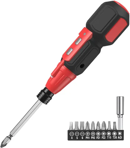 Miniatura 10 de LOFICOPER Juego de destornilladores eléctricos, mini kit de destornilladores inalámbricos con soportes para puntas, luz de trabajo LED, cable de Azul