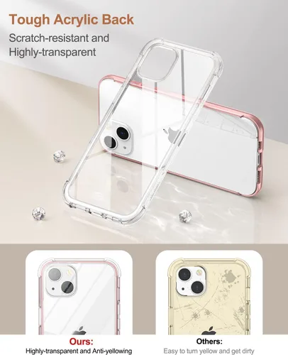 Miniatura 4 de SURITCH Funda compatible con iPhone 13 de 6.1 pulgadas 360 grados transparente a prueba de golpes de silicona a prueba de golpes [ultra híbrida]