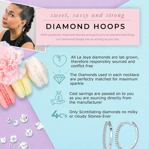 Miniatura 5 de La Joya Aretes de aro de diamantes para mujer