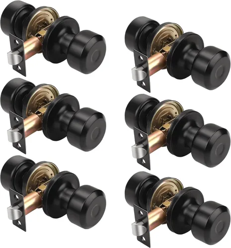 Miniatura 30 de KNOBWELL Paquete de 4 pomos de puerta cuadrados modernos para paso, pomos de puerta interiores, manija de puerta de pasillo y armario, color negro