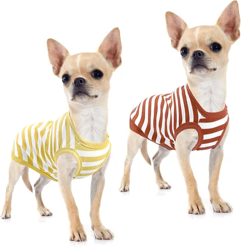 Miniatura 7 de Camisa para perro, ropa a rayas para perro, chalecos elásticos de algodón suave para perros pequeños, medianos y grandes, ropa para cachorros, ropa