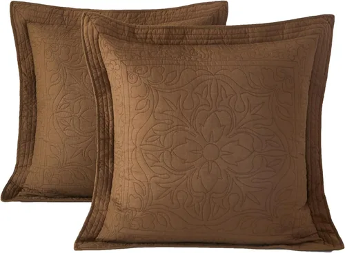 Miniatura 66 de WINLIFE Juego de 2 fundas de almohada acolchadas 100% algodón, estampado floral, tamaño King, color verde