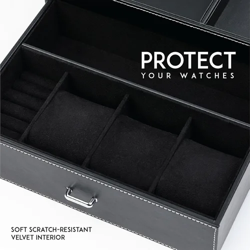 Miniatura 3 de Joyero organizador y bandeja de aparador para hombre, estación de mesita de noche de primera calidad para relojes, anillos y accesorios, elegante
