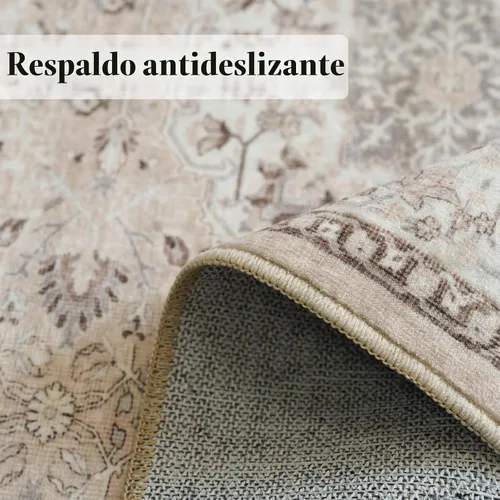 Miniatura 4 de Alfombra lavable para pasillo, de cocina, para entrada, alfombra suave vintage, antideslizante para interiores, para baño, sala de estar y Beige